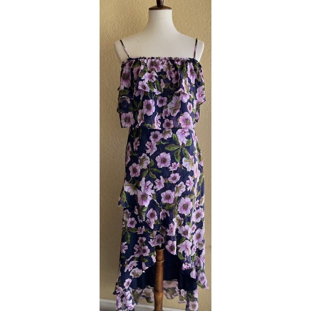 BB Dakota RSVP Womens Purple Floral Asymmetrical Yareen Dress size 2 - Picture 7 of 10